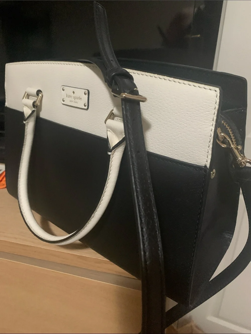 kate spade Black and White Two-Tone Structured Satchel